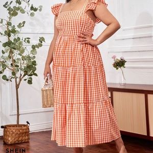 SHEIN X ELEPETRELLA Ruffle Strap Gingham Dress